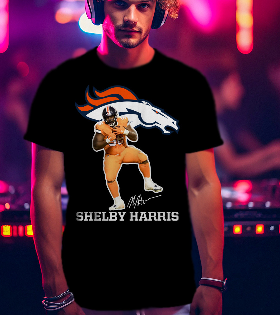 Shelby Harris Denver Broncos Official Signature Football Player Merchandise T-Shirt