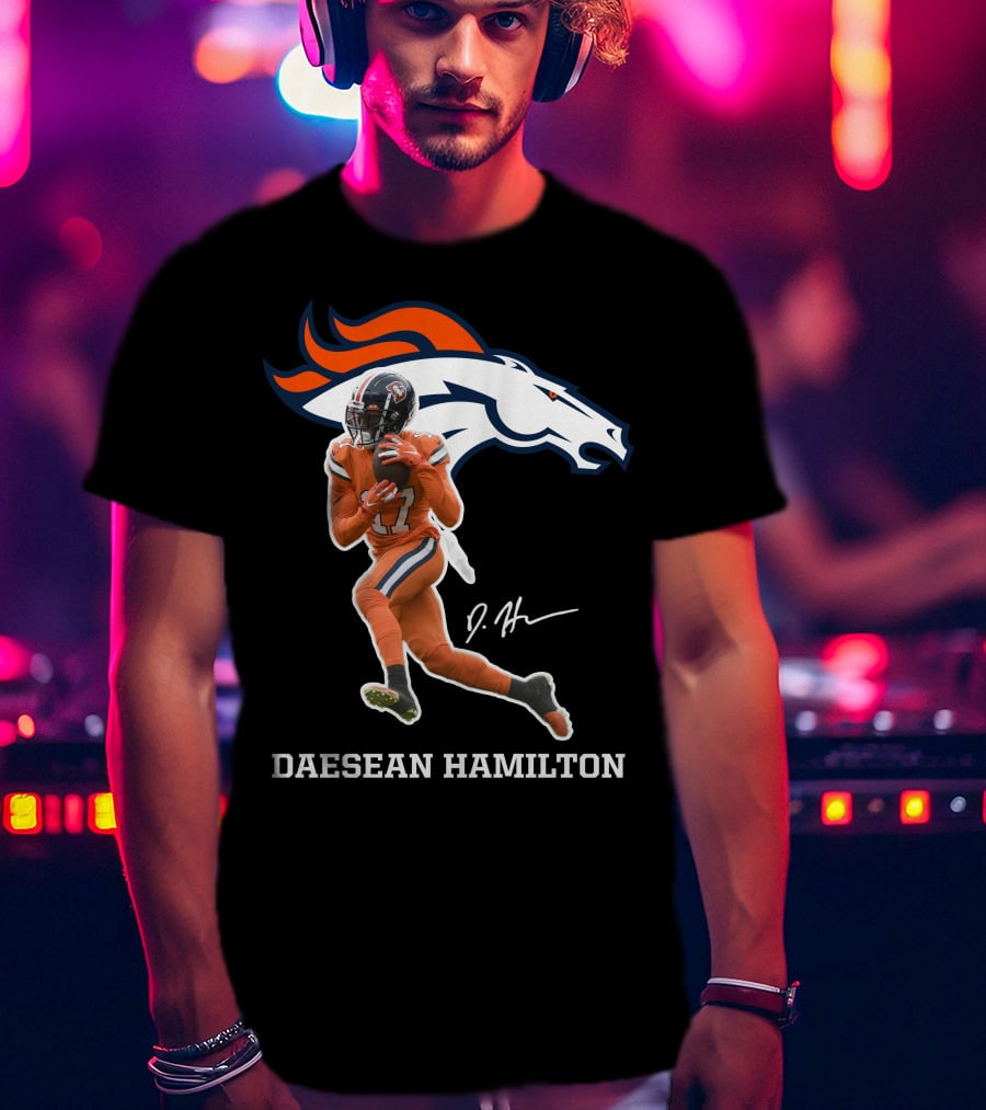Daesean Hamilton Denver Football Broncos 17 Signature T-Shirt