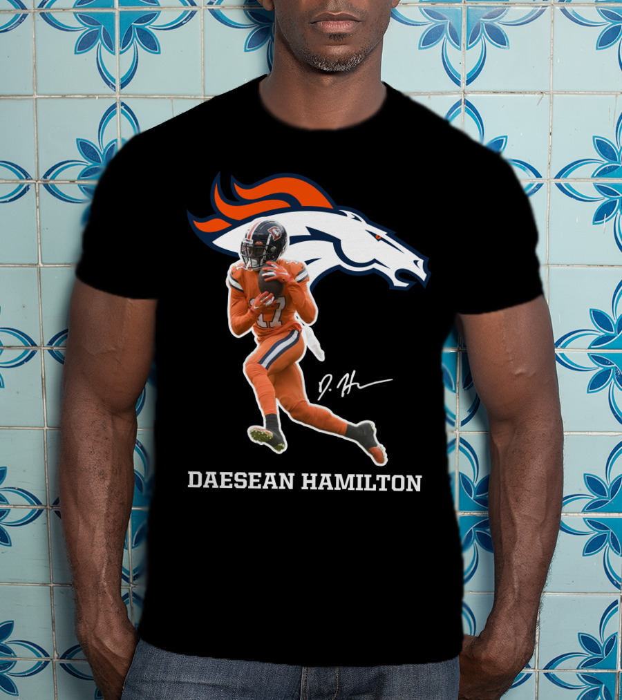 Daesean Hamilton Denver Football Broncos 17 Signature T-Shirt