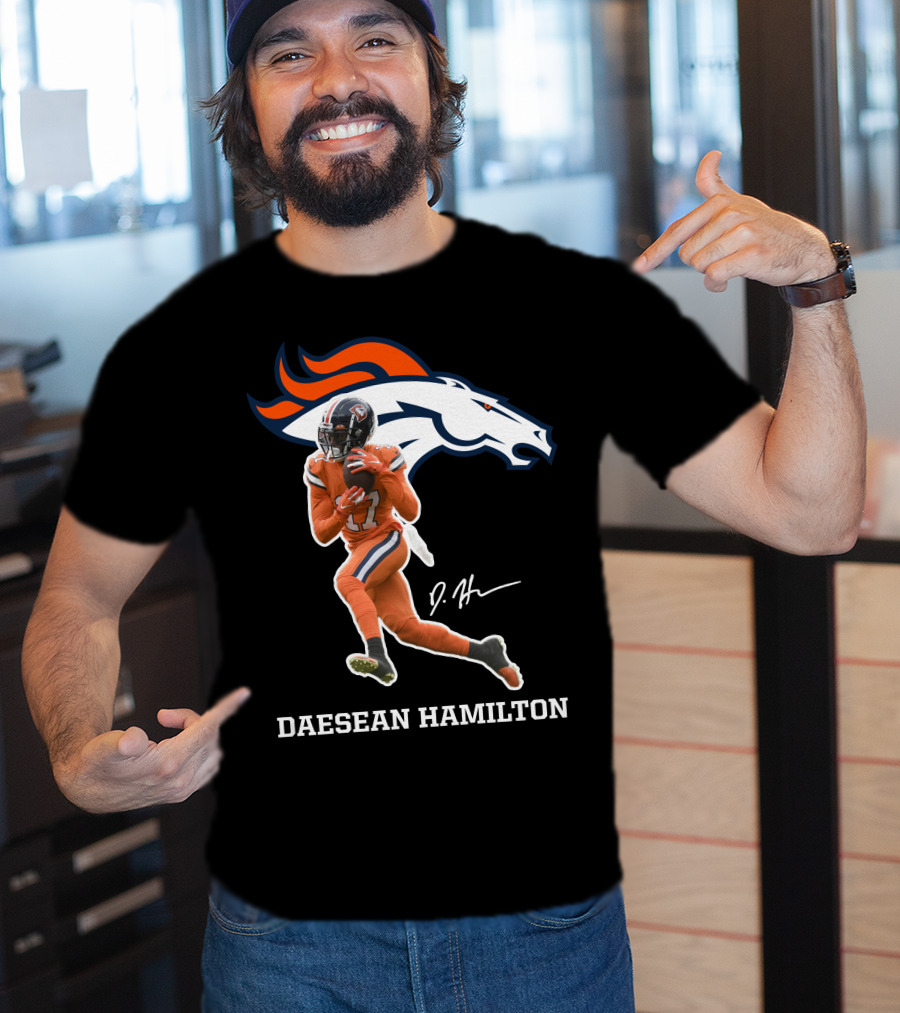 Daesean Hamilton Denver Football Broncos 17 Signature T-Shirt