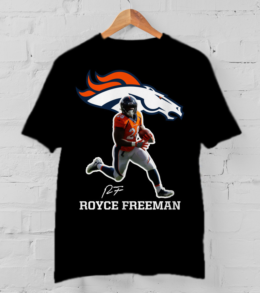 Royce Freeman Denver Broncos Football Player NFL Running Back Signature T-Shirt