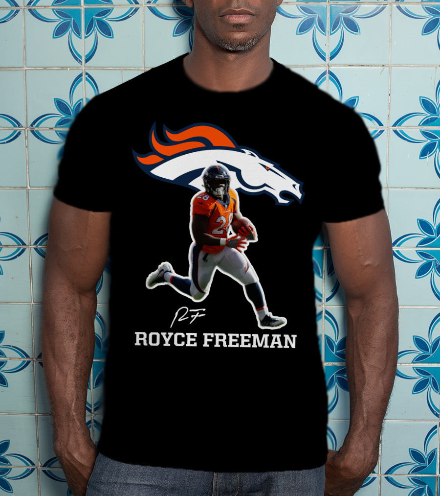 Royce Freeman Denver Broncos Football Player NFL Running Back Signature T-Shirt