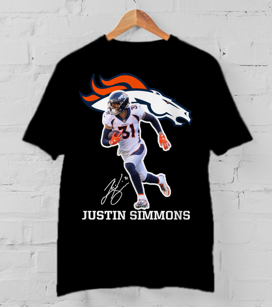 Justin Simmons Denver Broncos Football Player 31 Signature T-Shirt