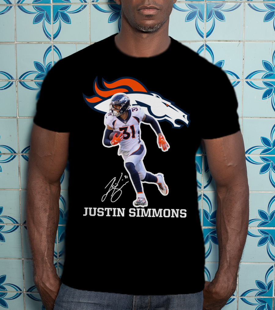 Justin Simmons Denver Broncos Football Player 31 Signature T-Shirt