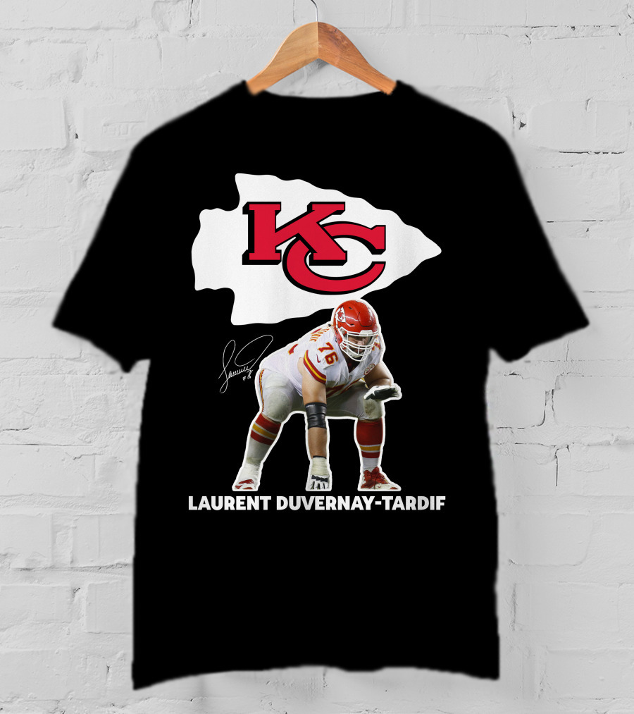 LAURENT DUVERNAY-TARDIF KC Football Player Signature Chiefs T-Shirt