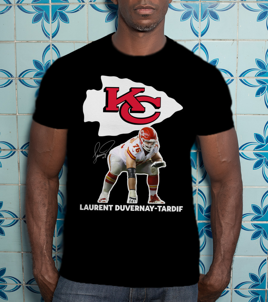 LAURENT DUVERNAY-TARDIF KC Football Player Signature Chiefs T-Shirt