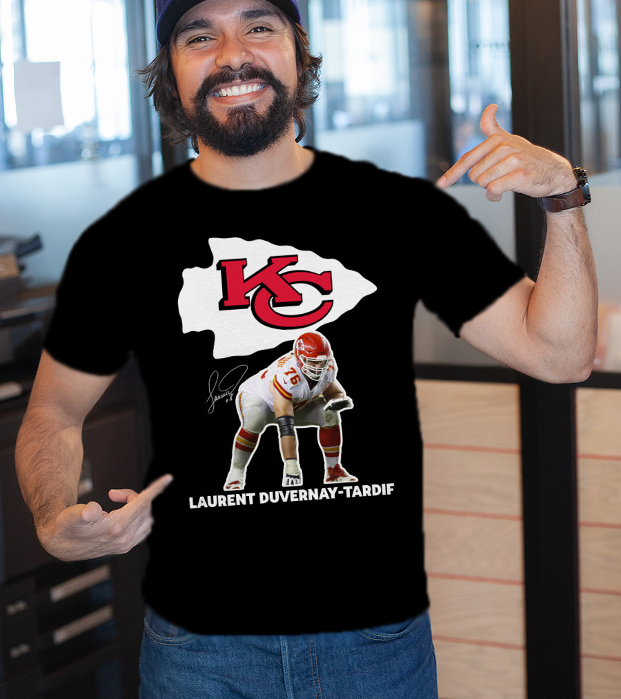 LAURENT DUVERNAY-TARDIF KC Football Player Signature Chiefs T-Shirt