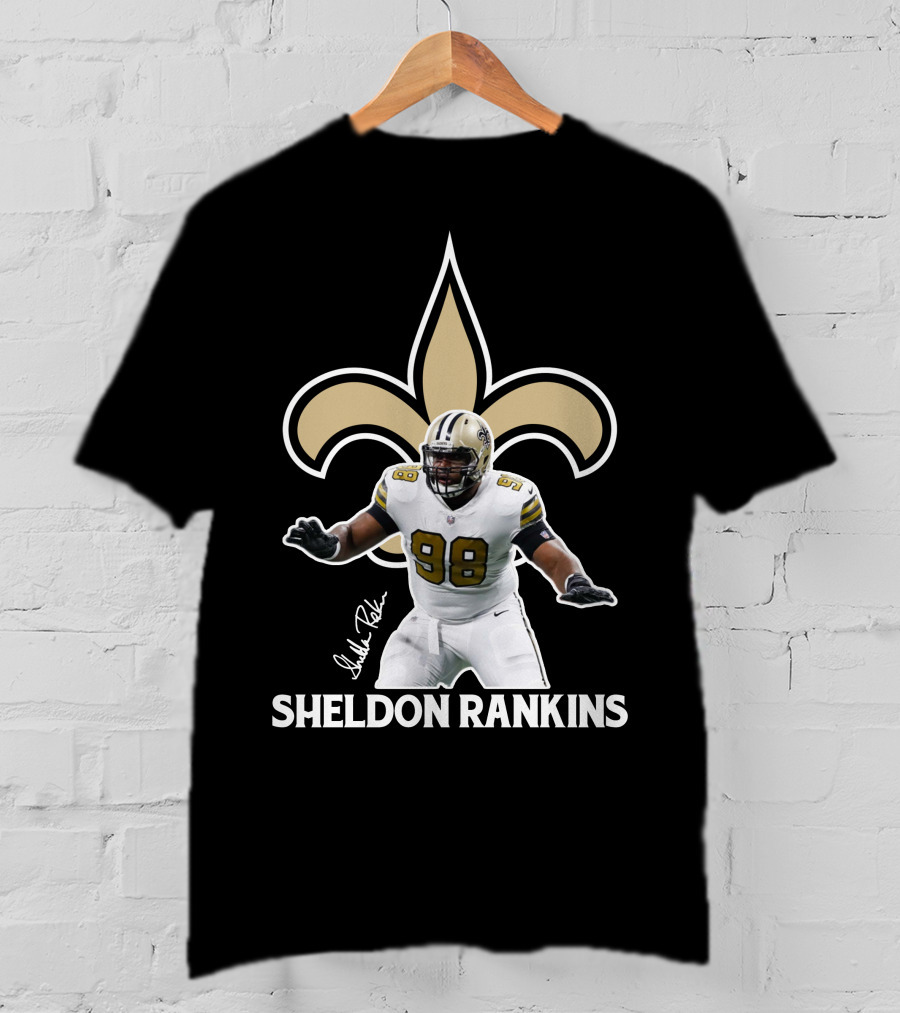Sheldon Rankins New Orleans Saints Fleur-de-Lis Number 98 T-Shirt