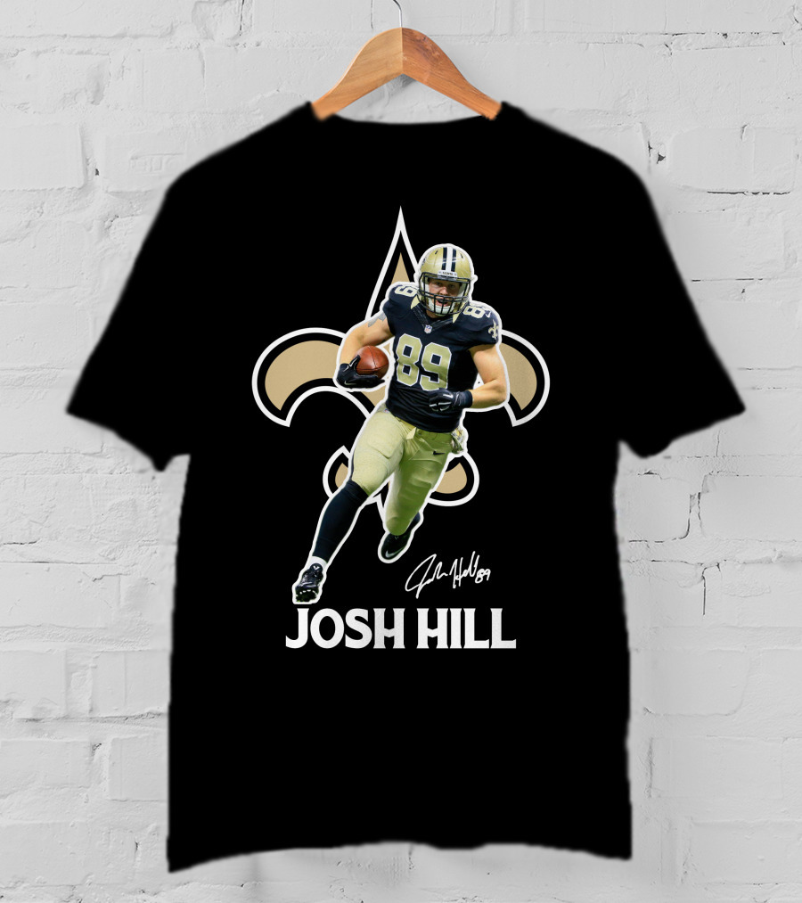 Josh Hill New Orleans Football 89 Signature Saints Fleur-De-Lis T-Shirt