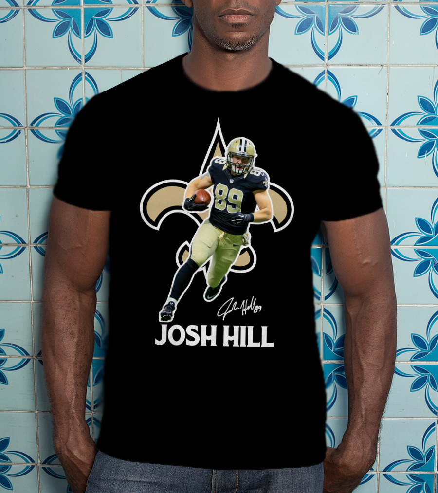 Josh Hill New Orleans Football 89 Signature Saints Fleur-De-Lis T-Shirt