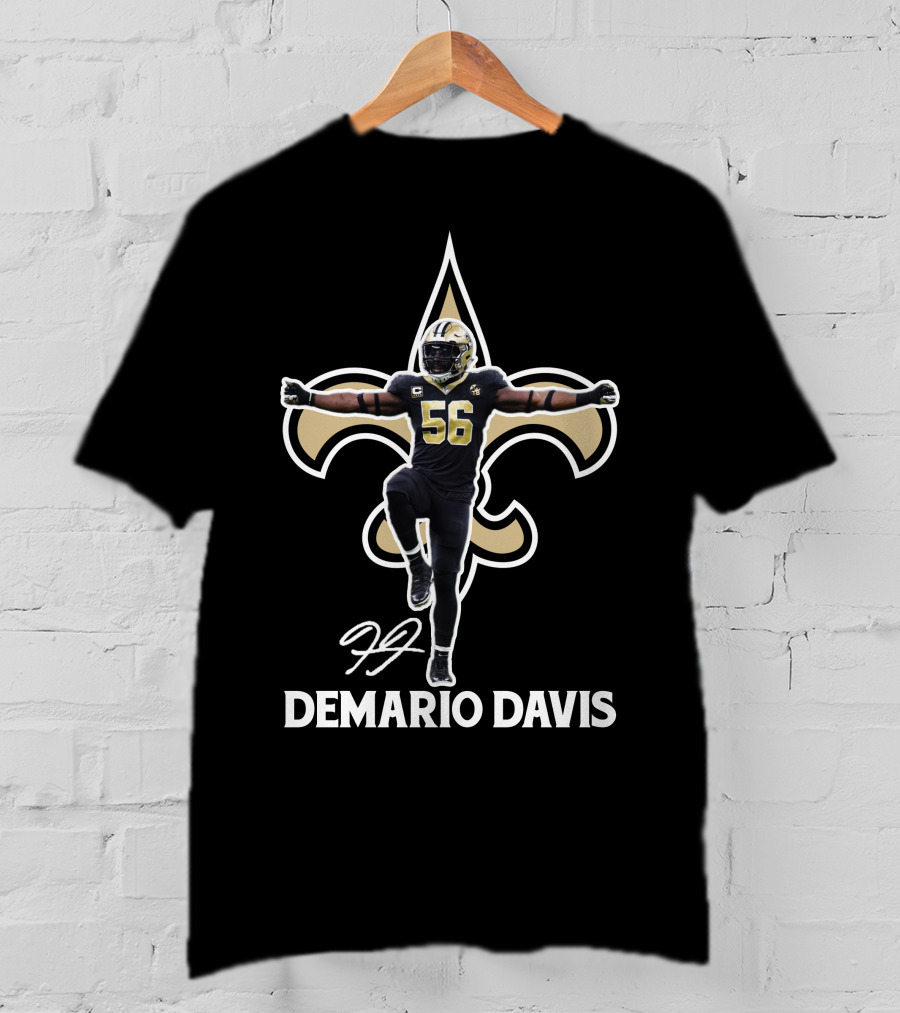 Demario Davis 56 Saints Fleur-de-Lis Signature T-Shirt