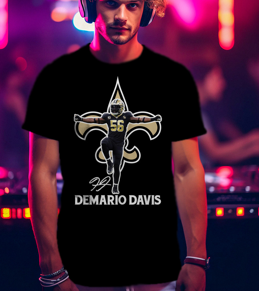Demario Davis 56 Saints Fleur-de-Lis Signature T-Shirt