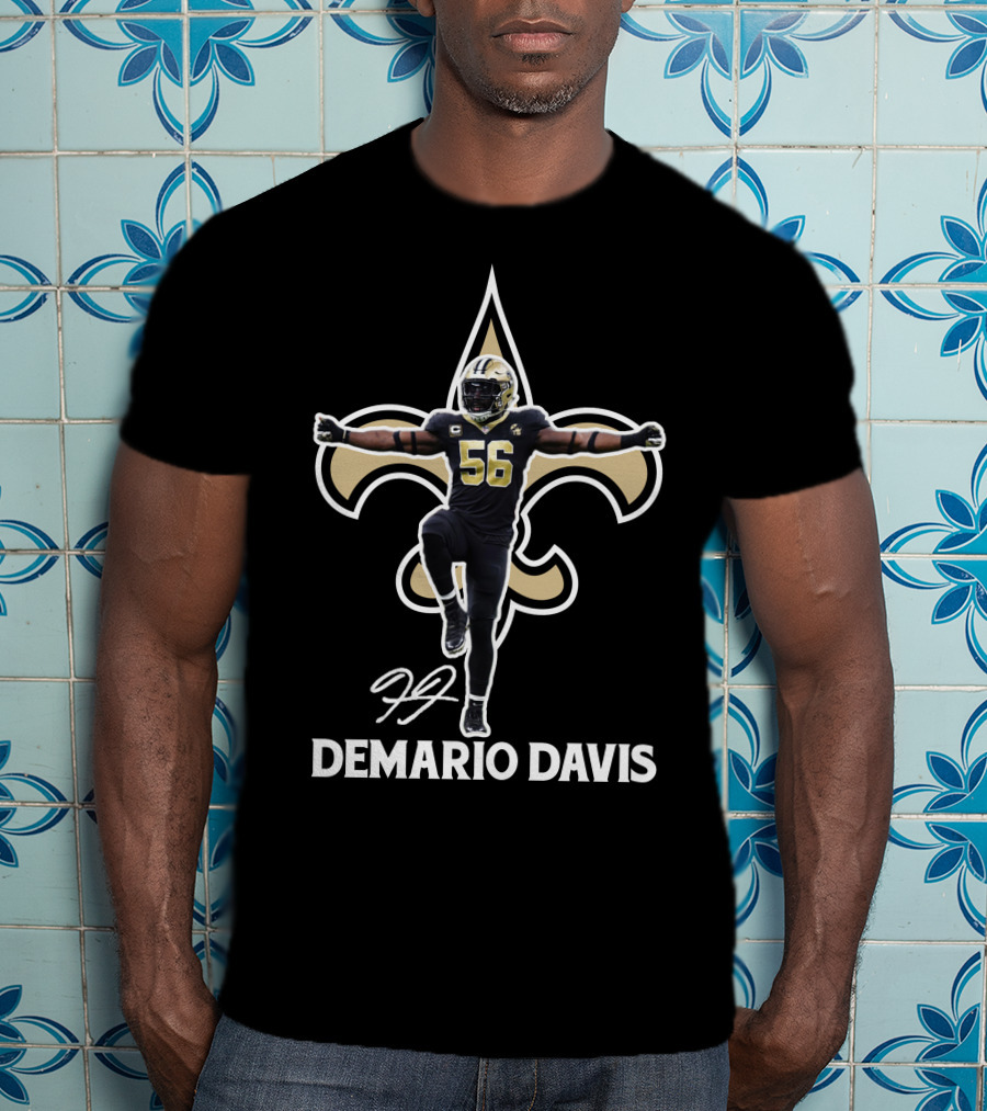 Demario Davis 56 Saints Fleur-de-Lis Signature T-Shirt