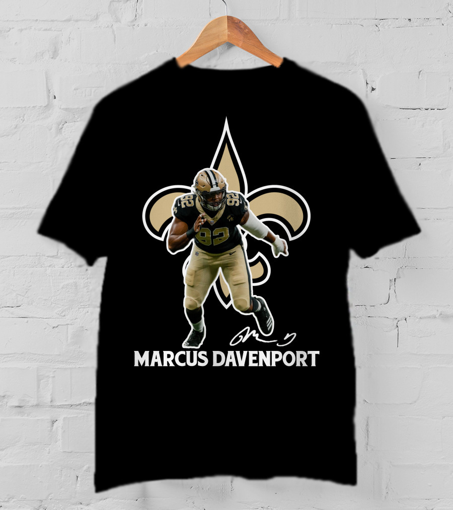 Marcus Davenport New Orleans Football Fleur-de-Lis 92 T-Shirt