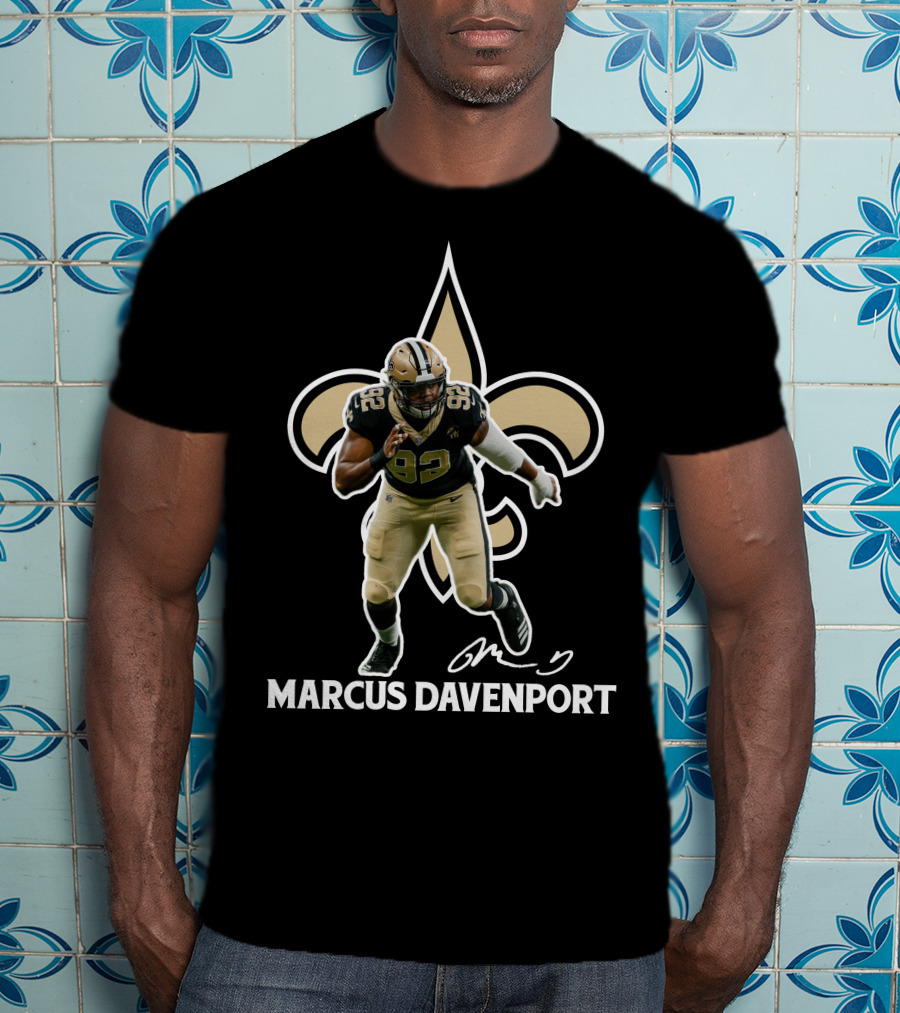 Marcus Davenport New Orleans Football Fleur-de-Lis 92 T-Shirt