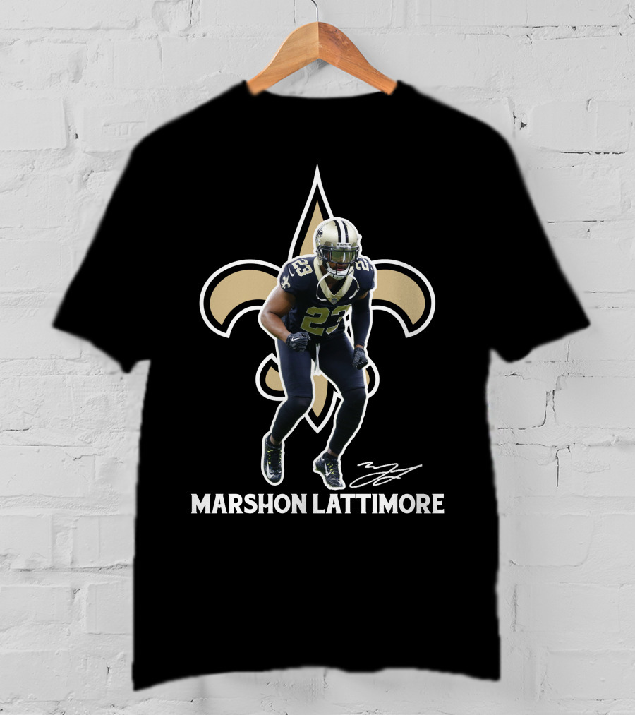 Marshon Lattimore 23 New Orleans Football Fleur-de-Lis T-Shirt