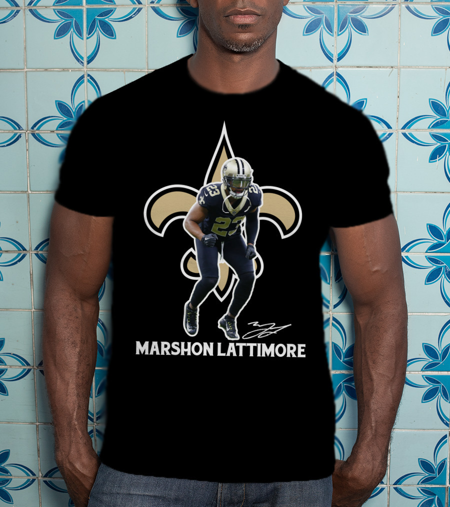 Marshon Lattimore 23 New Orleans Football Fleur-de-Lis T-Shirt