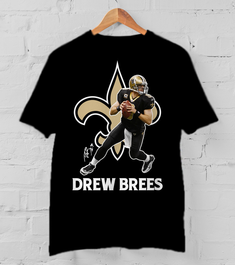 Drew Brees New Orleans Saints Quarterback NFL Football Fleur-de-lis T-Shirt