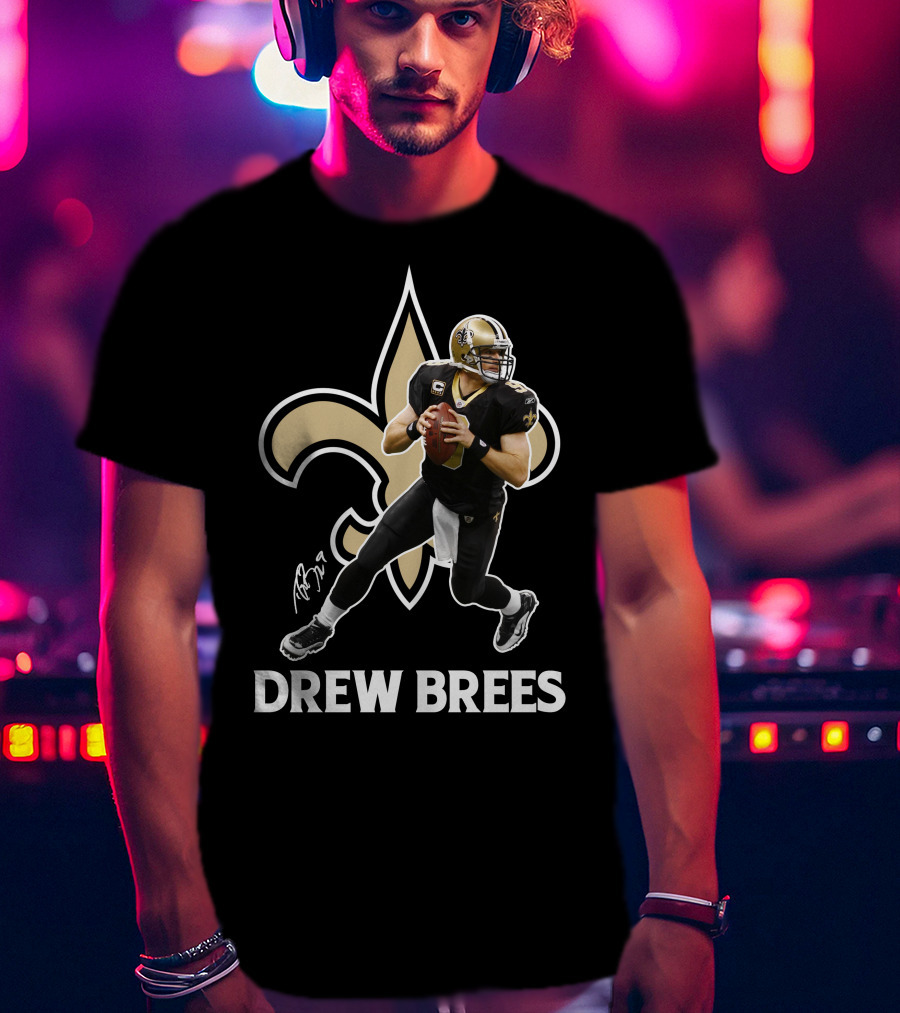 Drew Brees New Orleans Saints Quarterback NFL Football Fleur-de-lis T-Shirt