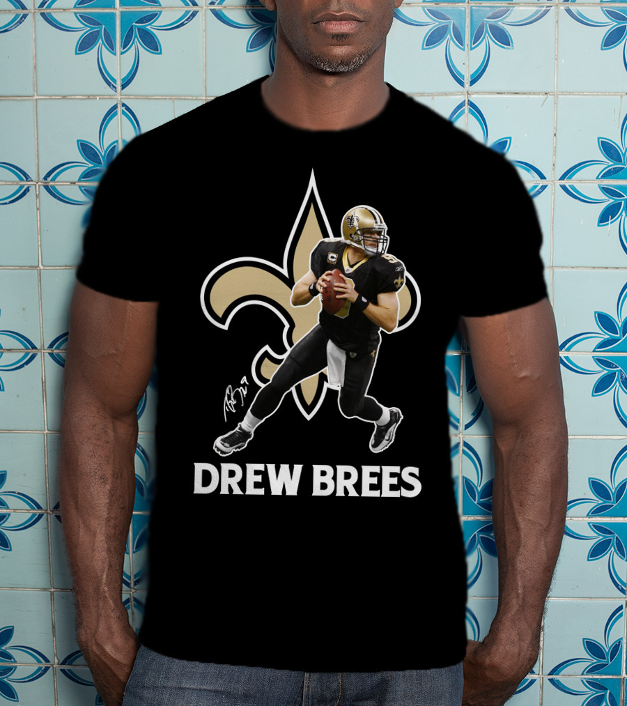 Drew Brees New Orleans Saints Quarterback NFL Football Fleur-de-lis T-Shirt