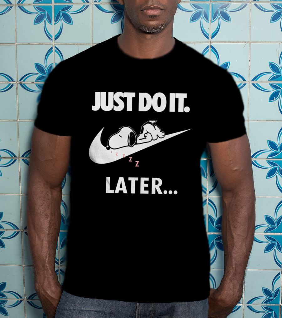 Snoopy Just Do It Later Nike Swoosh T-Shirt