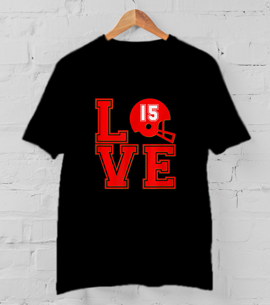 Love 15 Red Football Helmet Chiefs 4 T-Shirt