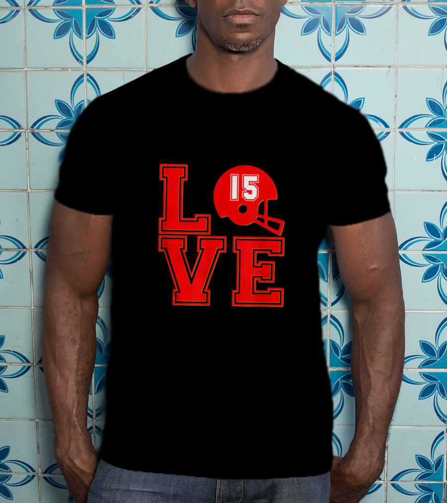 Love 15 Red Football Helmet Chiefs 4 T-Shirt