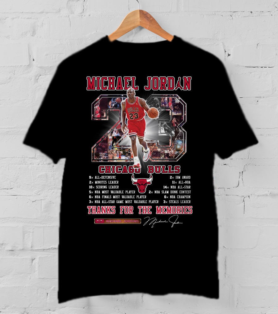 Michael Jordan Chicago Bulls 23 Achievements Thanks For The Memories T-Shirt