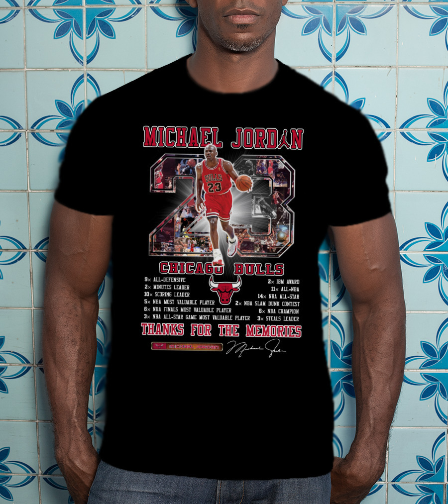Michael Jordan Chicago Bulls 23 Achievements Thanks For The Memories T-Shirt