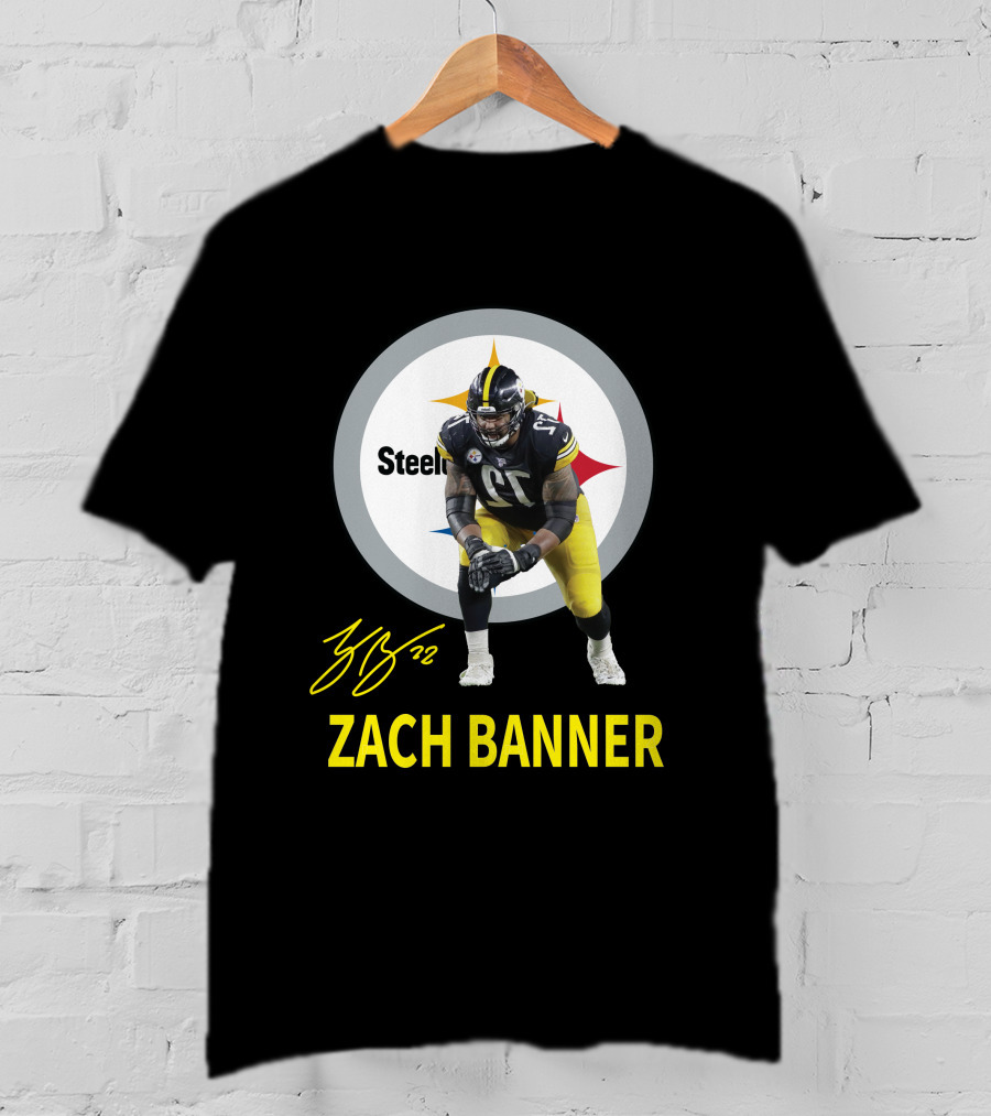 Steelers Zach Banner 72 Signature Pittsburgh Football T-Shirt