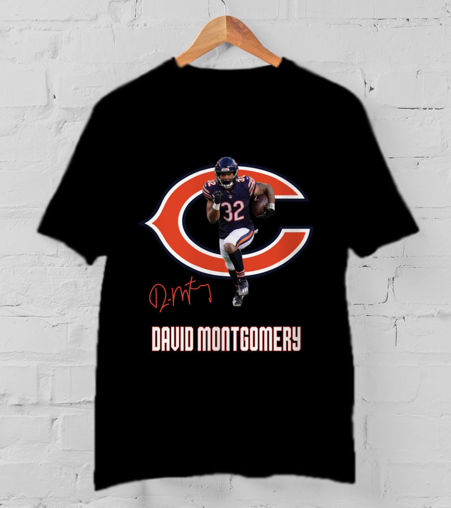 Chicago Bears 32 David Montgomery Signature T-Shirt