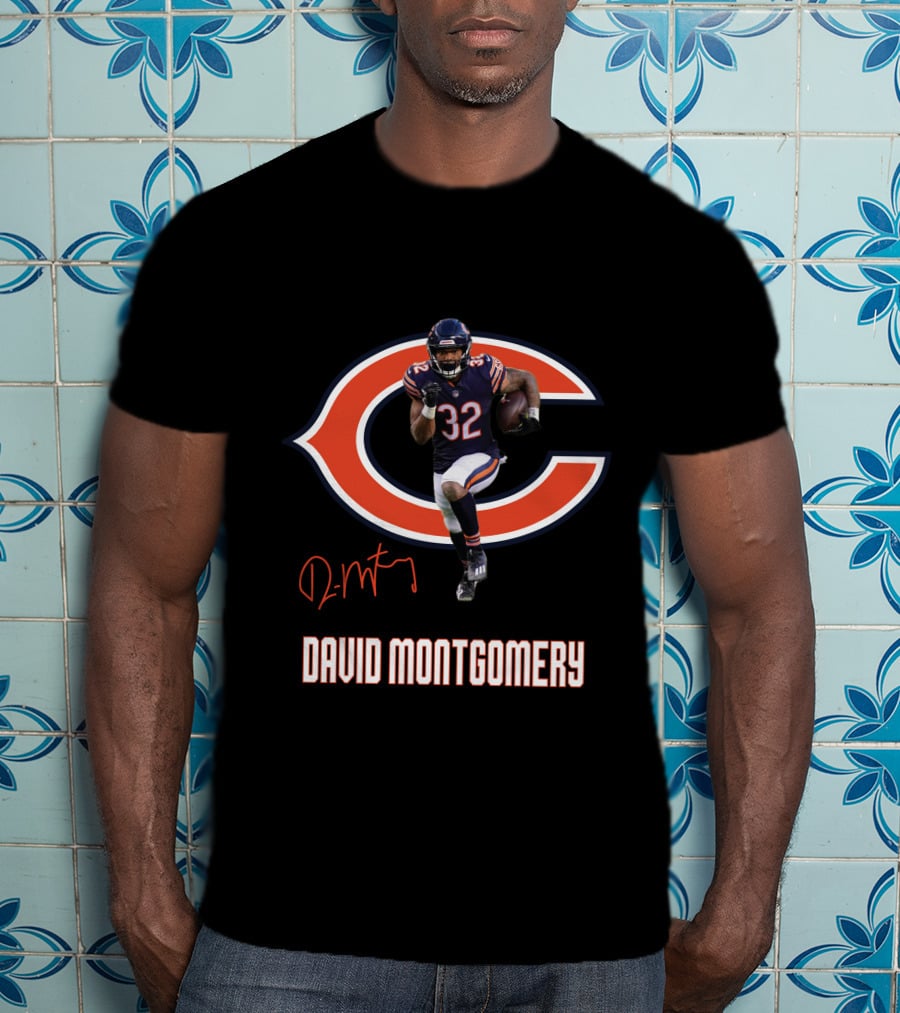 Chicago Bears 32 David Montgomery Signature T-Shirt