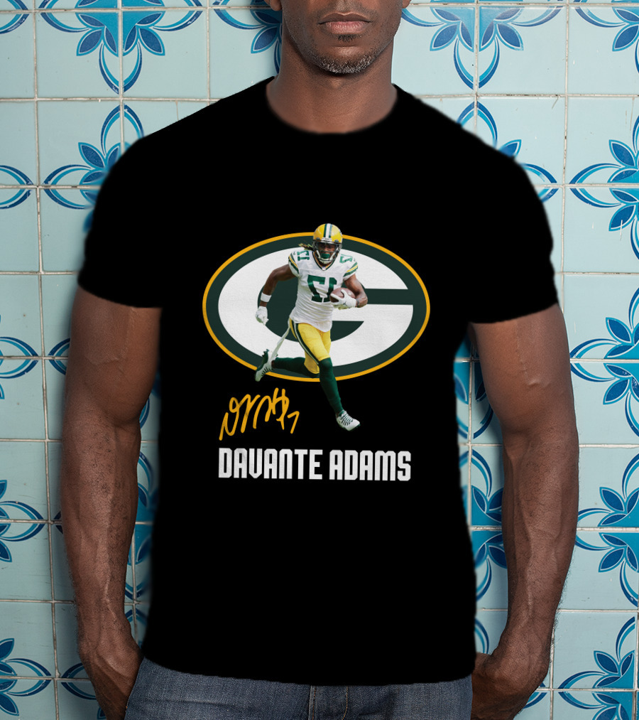 Davante Adams Green Bay Packers G Logo With Signature T-Shirt
