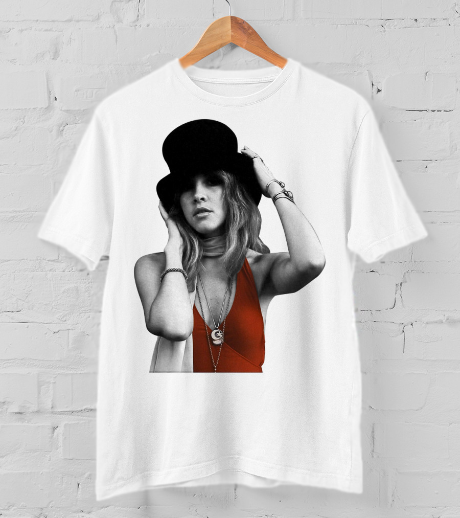 Fw 7 Stevie Nicks Vintage Red Dress And Black Top Hat T-Shirt