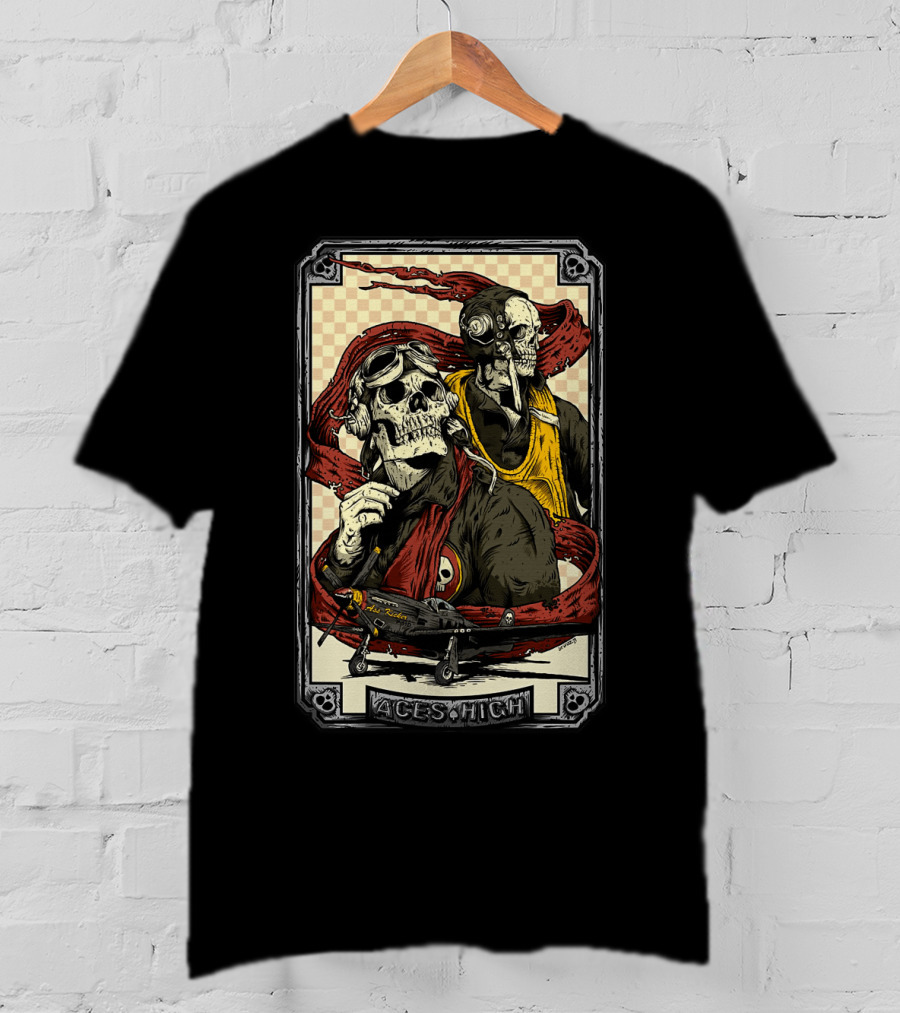 Aces High Ir 63 Skull Pilot Artwork T-Shirt