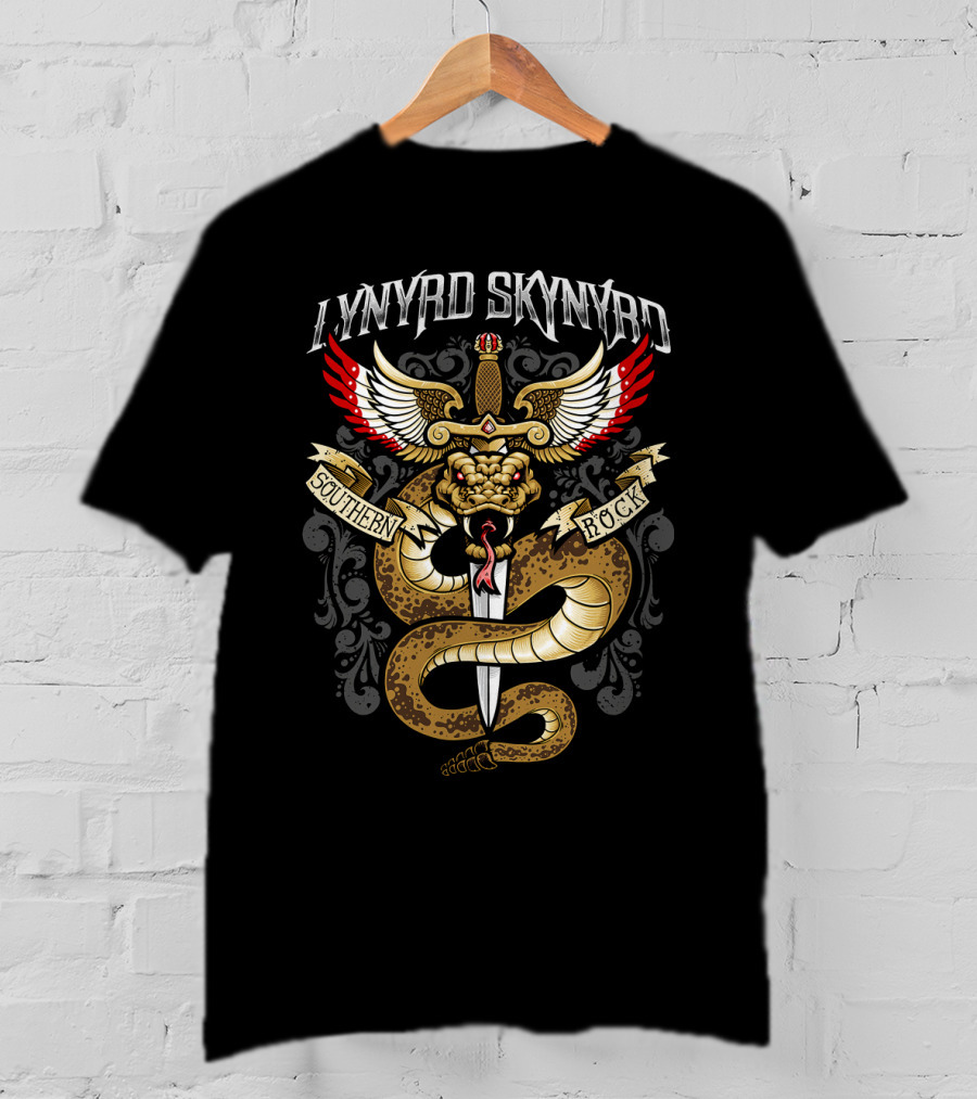 Lynyrd Skynyrd Southern Rock Snake And Dagger Winged T-Shirt