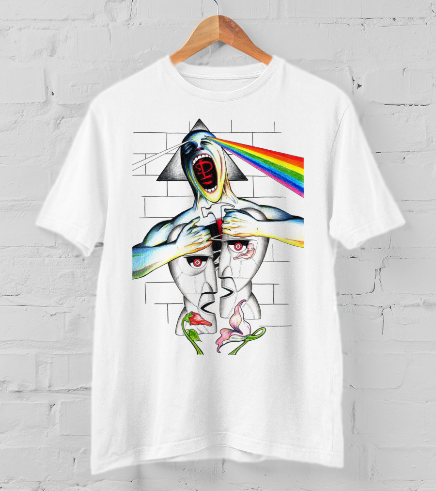 Pf The Wall With Prism And Rainbow Light Spectrum T-Shirt