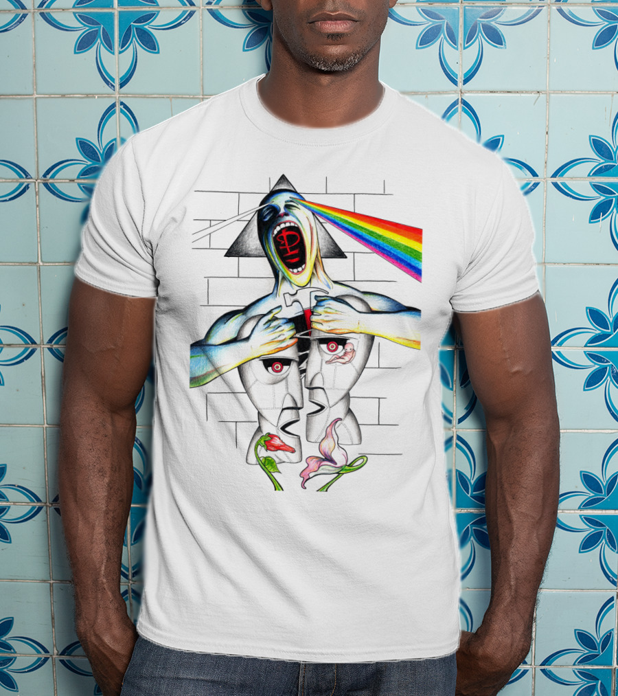 Pf The Wall With Prism And Rainbow Light Spectrum T-Shirt