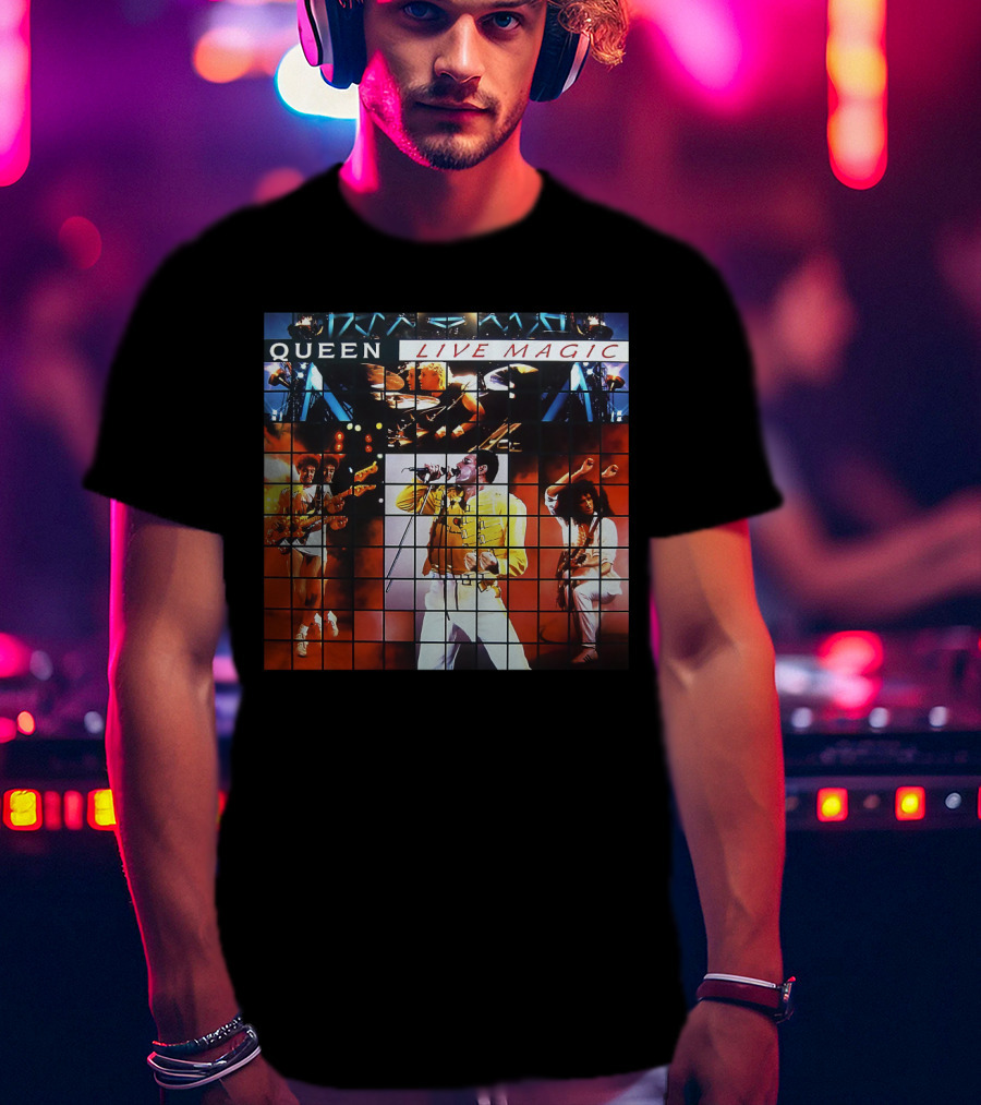 Queen 1986 Live Magic Concert Album Cover Collage T-Shirt