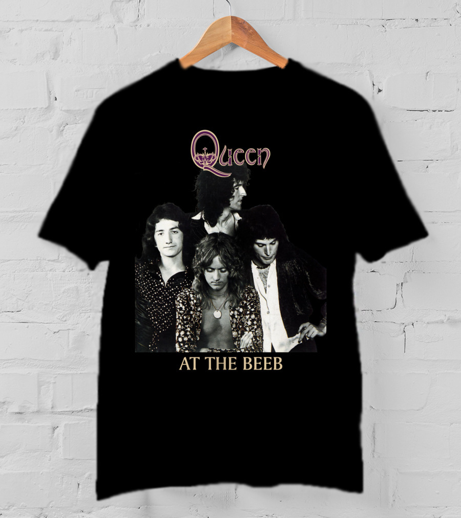 Queen At The Beeb Band Members Black And White Photo T-Shirt