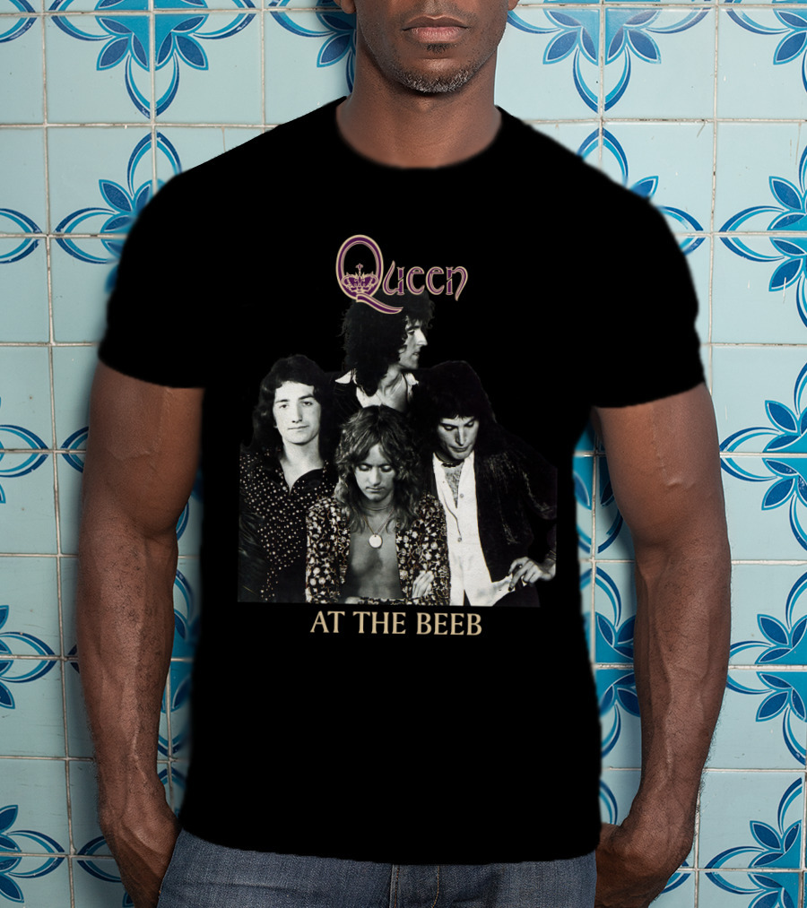 Queen At The Beeb Band Members Black And White Photo T-Shirt