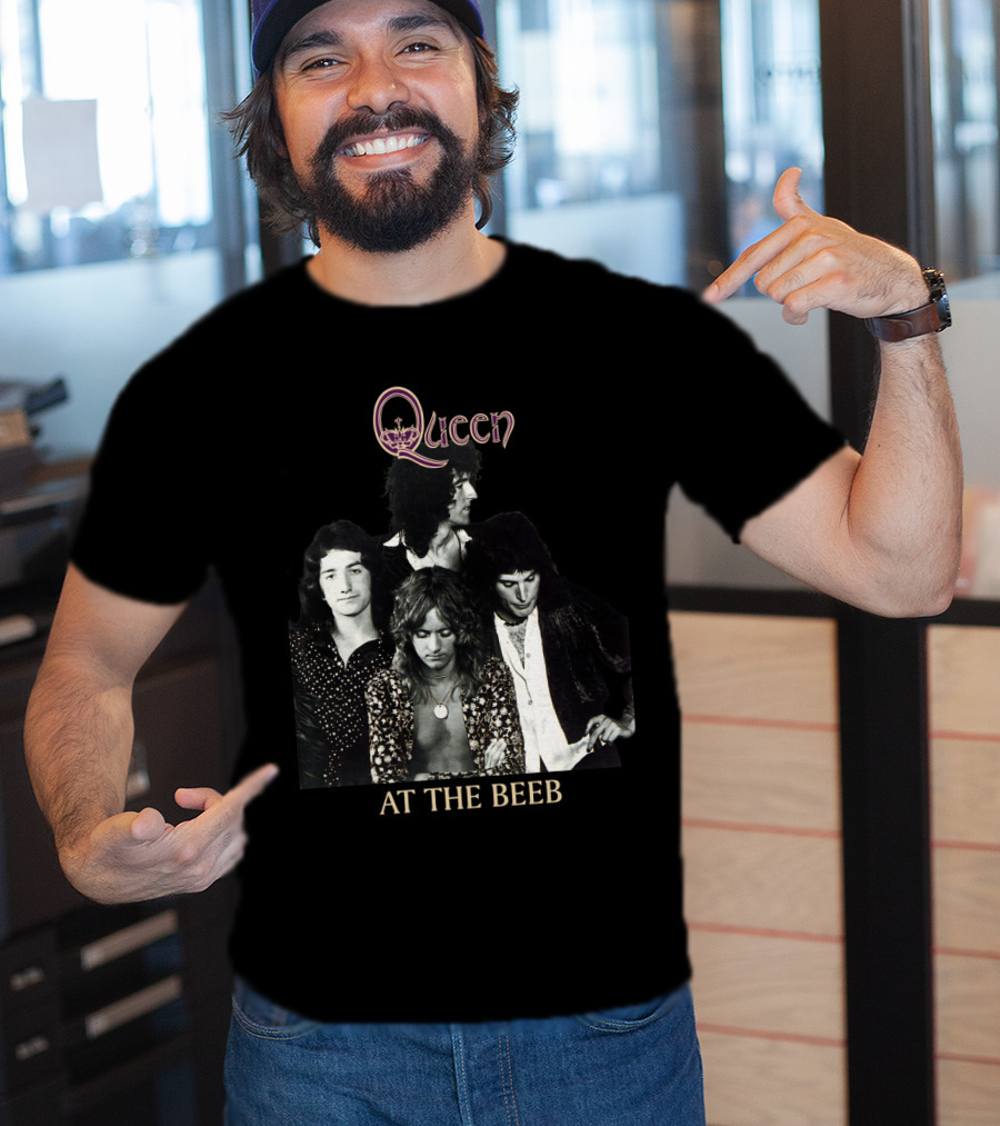 Queen At The Beeb Band Members Black And White Photo T-Shirt