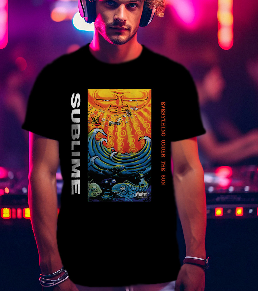 Sublime Everything Under The Sun Waves And Fish Artwork T-Shirt