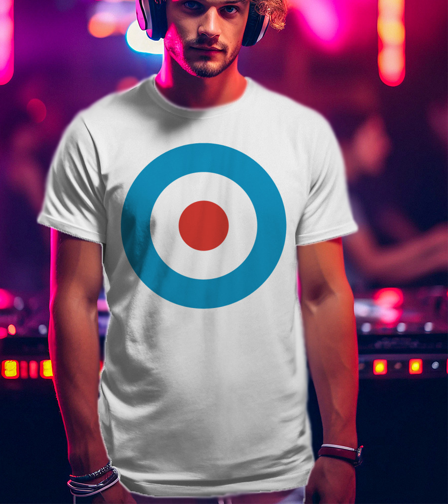 Mod Target Symbol Design With Red Circle Blue Outer Ring T-Shirt