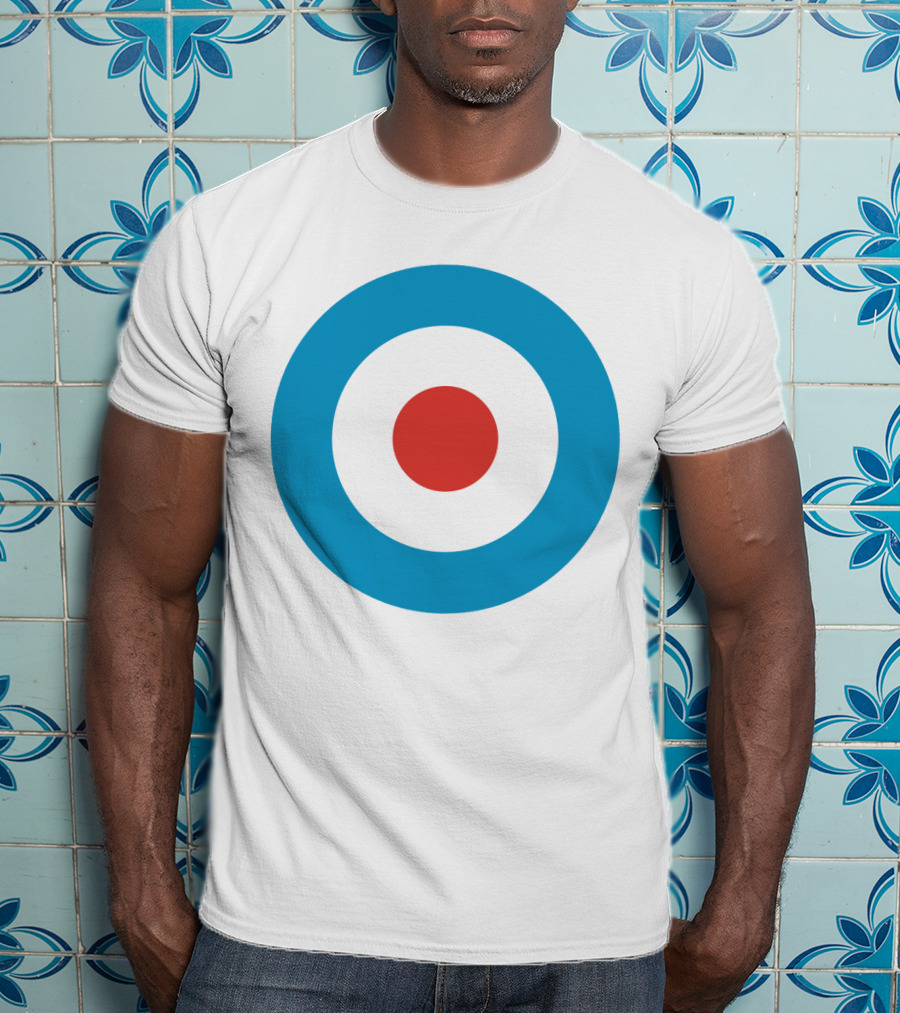 Mod Target Symbol Design With Red Circle Blue Outer Ring T-Shirt