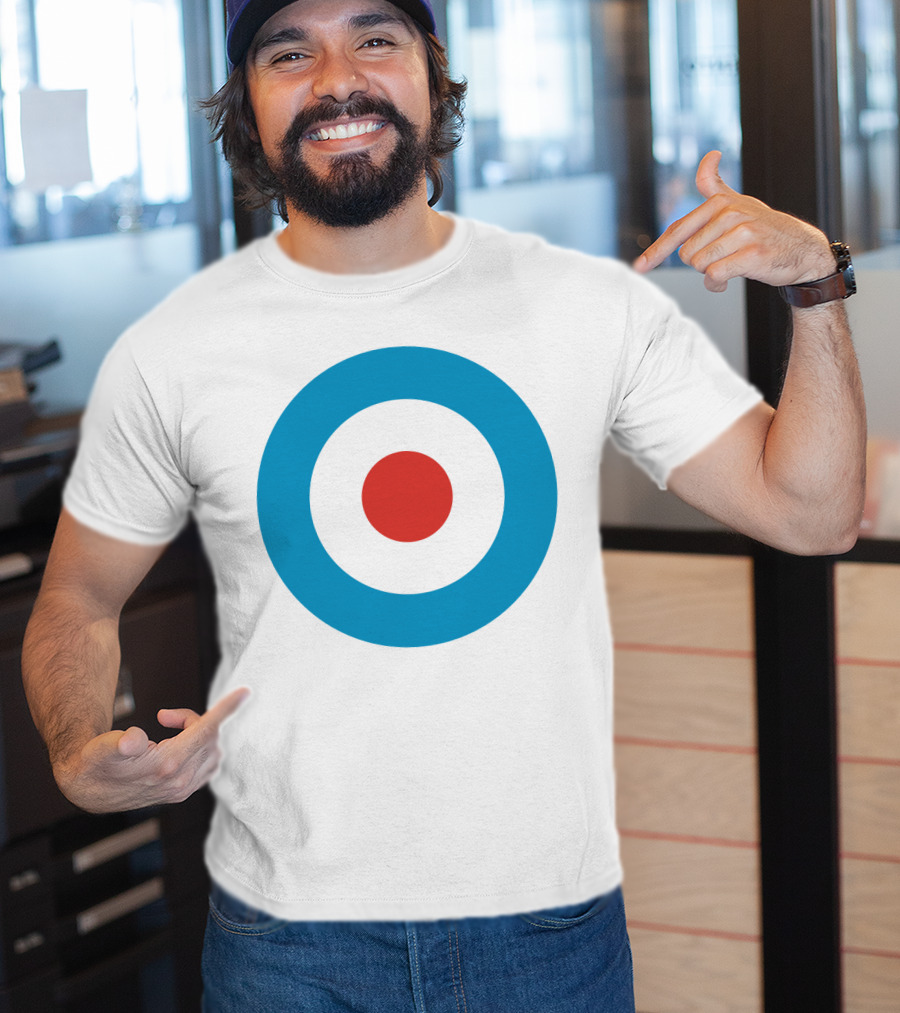 Mod Target Symbol Design With Red Circle Blue Outer Ring T-Shirt