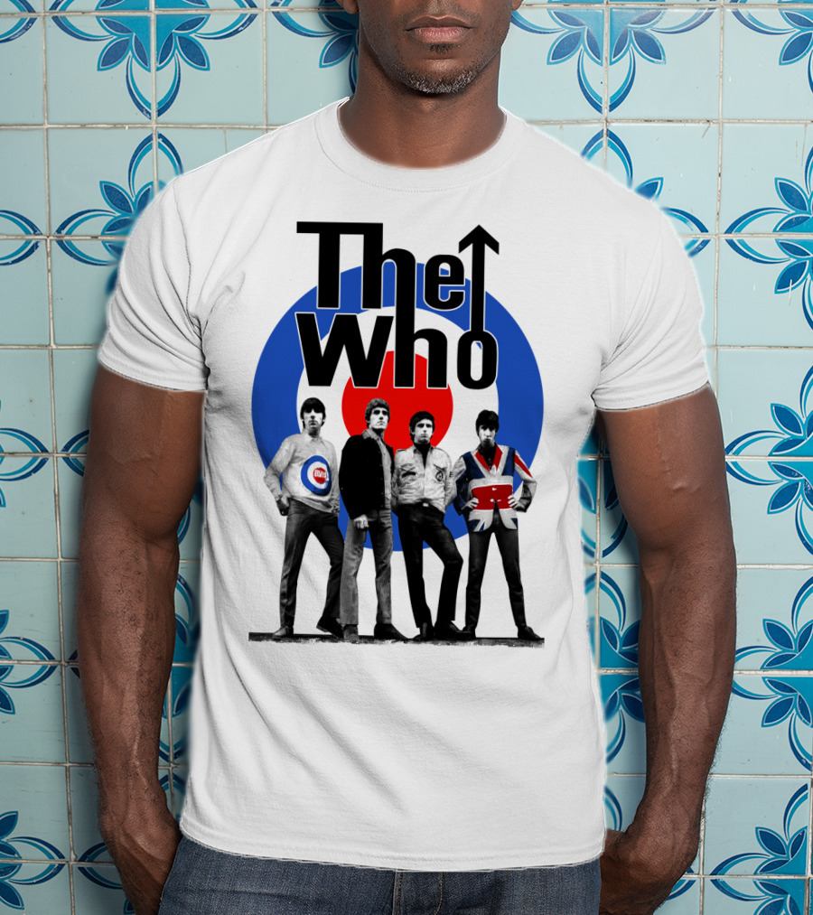 The Who Band Members With British Mod Target T-Shirt