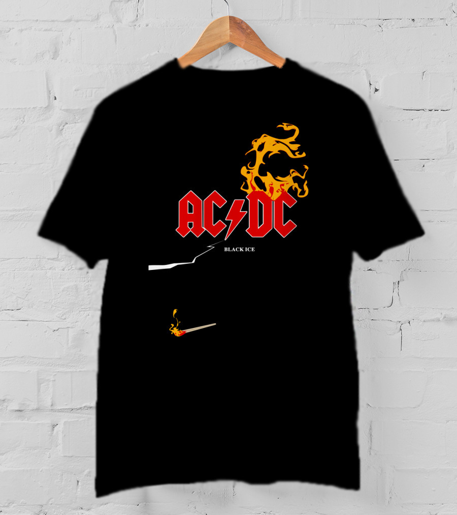 Acdc Black Ice Flame With Matchstick T-Shirt