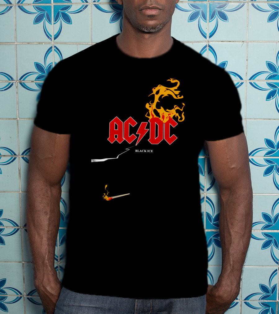 Acdc Black Ice Flame With Matchstick T-Shirt