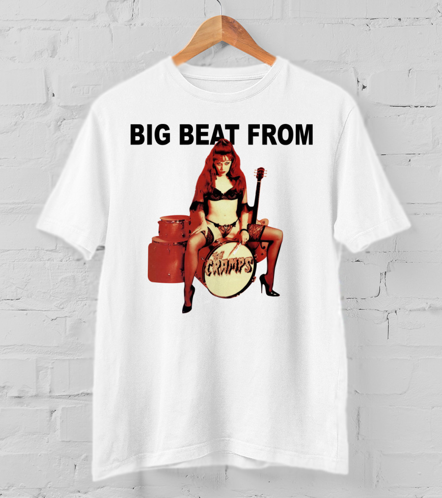 Big Beat From Badsville Cramps Tcr 18 Drummer Pinup T-Shirt
